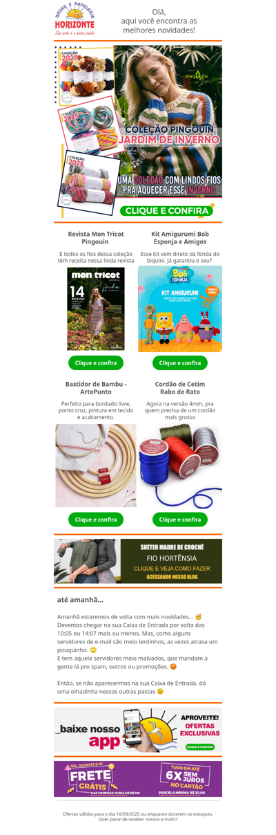 Coleção Jardim de Inverno + Revista Mon Tricot, Bob Esponja e Amigos, Bastidor de Bambu e mais. Vem ver!🧡😄