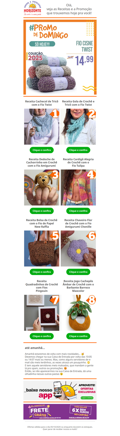 Fio Cisne Glitter  na #PromodeDomingo e + 8 Lindas Receitas de Crochê e Tricô pra você. Vem já aproveitar! 🧡😄
