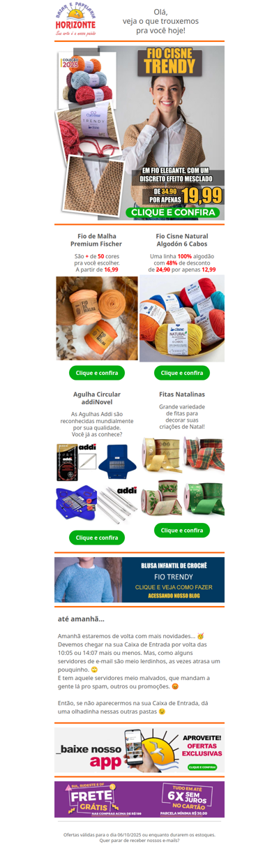 Lã Cisne com SUPER DESCONTO + Fio de Malha Fischer, Agulha Addi e Fitas de Natal. Vem ver isso e muito mais!🧡😍