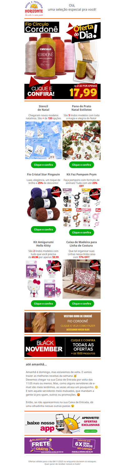 Vem ver a Oferta do Dia, os Lançamentos de Natal e Descontos em Lãs, Amigurumi e muito mais!🧡🥰