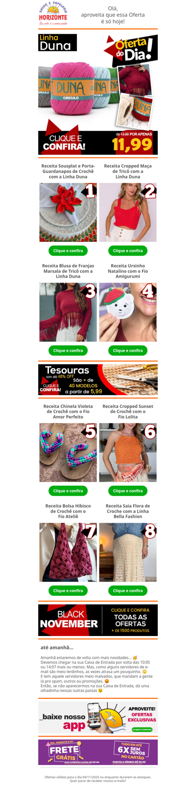 Linha Duna na OFERTA DO DIA + 8 Receitas Grátis pra você! Vem que é só hoje 🧡😄