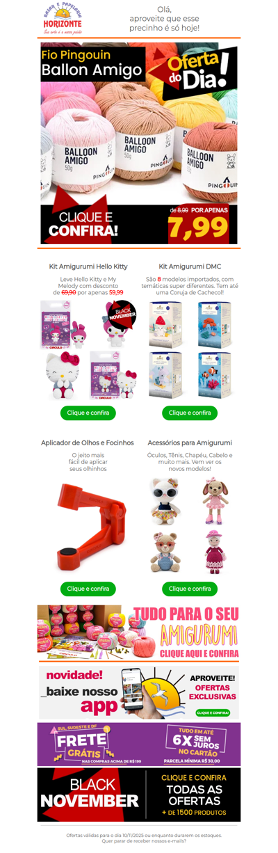 Fio Balloon Amigo na Oferta do Dia, Kit Amigurumi com Desconto e muito mais pra quem curte Amigurumi. Vem ver!🧡😍