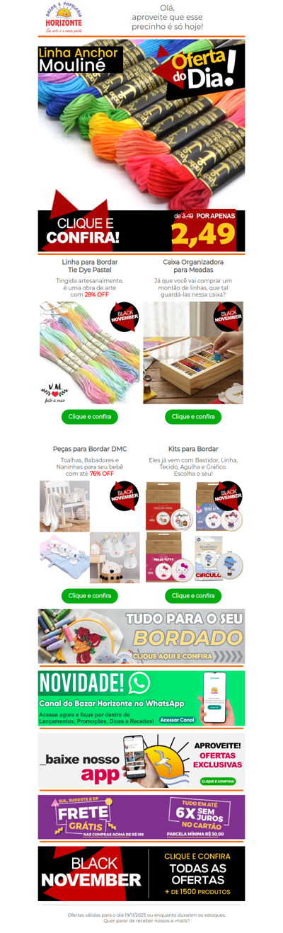 Linha Anchor por apenas 2,49 na Oferta do Dia + Caixa para Meadas, Kits para Bordar e muito mais. Vem ver!🥰