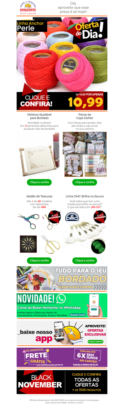 Tem Linha Anchor na Oferta do Dia + Saldão de Tesouras, Linha que Brilha no Escuro, Pano de Copa e muito mais!🥰