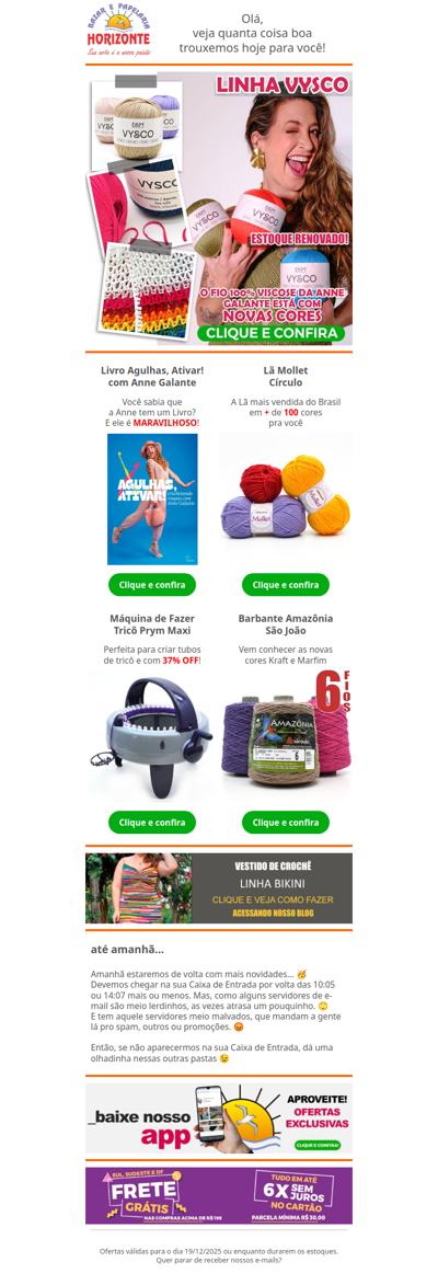 Linha Vysco com NOVAS CORES + O livro da Anne Galante, Máquina de Fazer Tricô Prym, Barbante Amazônia e mais. Vem ver!🧡