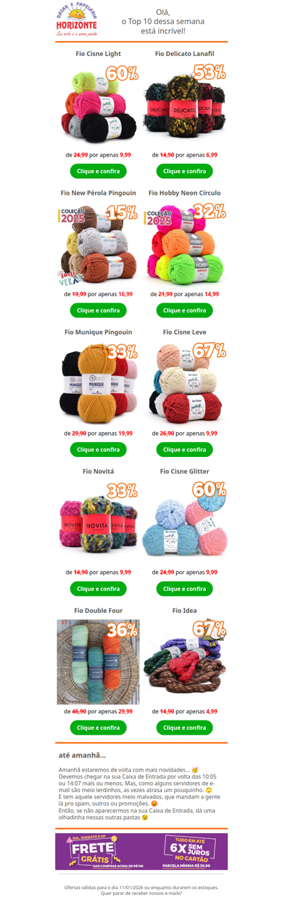 Top 10 Lãs e Fios com até 67% OFF. Tem até Fio Importado. Vem ver!🧡🌞