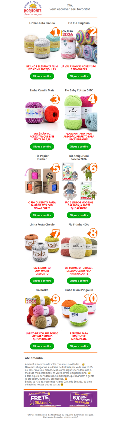 Top 10 Lãs e Linhas com MUITA Novidades e Promoções. Estamos encantados pelo 1 e o 8, e você?🧡🔟