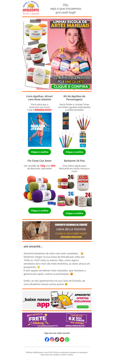 Linhas da Anne Galante + Fio com 50% OFF, Agulhas do Harry Potter e Barbante para Macramê. Vem ver!🧡🌞