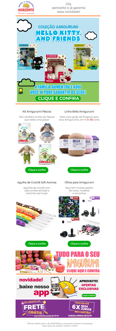 Novos Kits Amigurumi Hello Kitty e Páscoa + Linha Bella Amigurumi e Agulha de Crochê com Cheirinho! Vem ver!🧡🥰