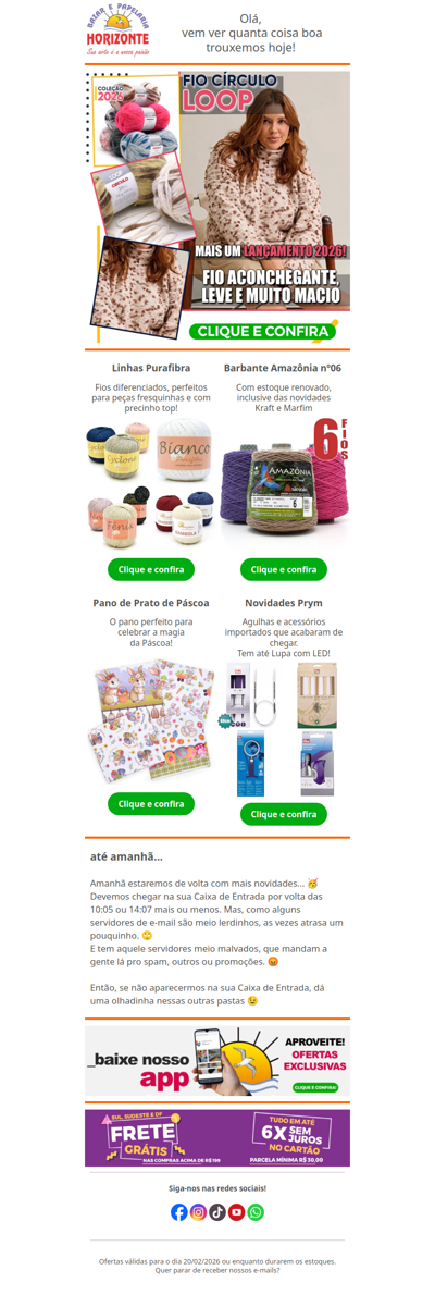 Mais um Fio 2026 chegando, Linhas Purafibra, Barbante São João, Novidades Prym e Panos de Páscoa. Vem ver!🧡😘
