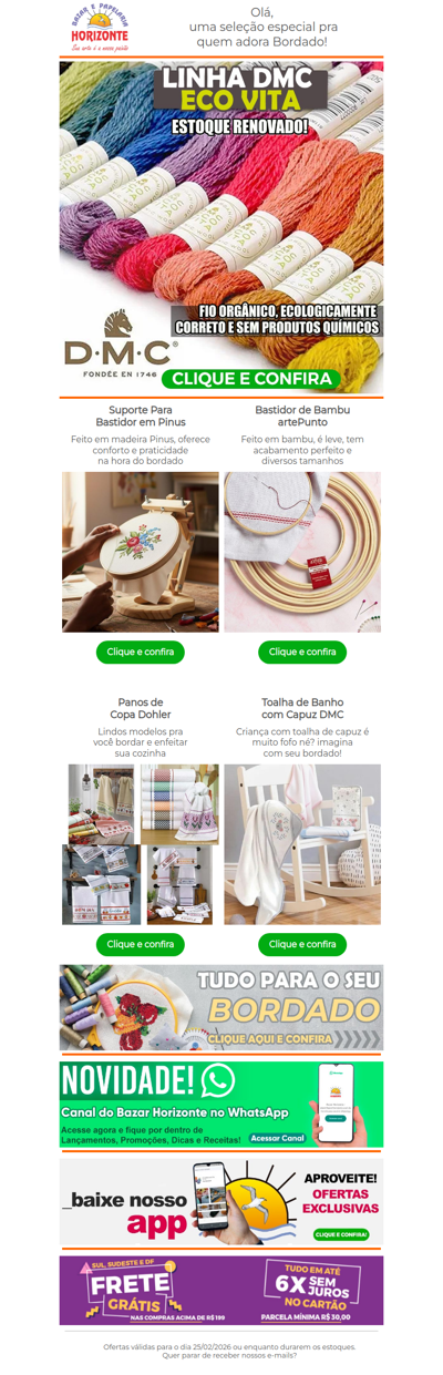 Linha DMC Eco Vita com Estoque Renovada + Toalhas e Panos de Copa para Bordar e Suporte para Bastidor. Vem ver!🥰