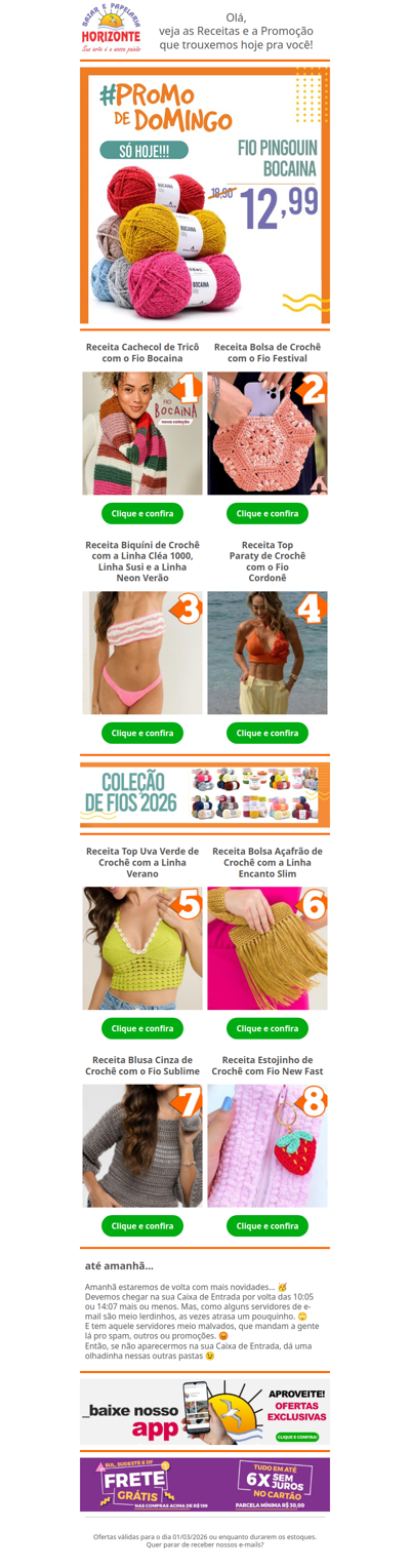 Fio Bocaina na #PromodeDomingo e + 8 Lindas Receitas de Crochê e Tricô pra você. Vem já aproveitar! 🧡😄