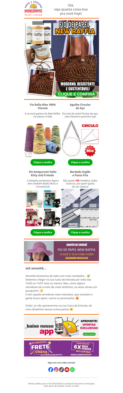 Fios de Papel, Novos Kits Amigurumi, Agulha Circular e um montão de Bordado Inglês. Vem ver!🧡😘