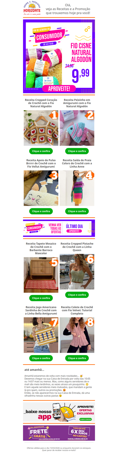 Fio Cisne Natural Algodón na #PromodeDomingo e + 8 Lindas Receitas de Crochê e Tricô pra você. Vem já aproveitar! 🧡😄