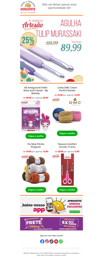 |FirstName|, hoje é o Dia do Artesão! Trouxemos 5 ofertas INCRÍVEIS pra você. Vem ver!🧡😍