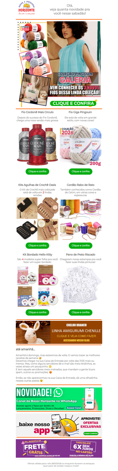 Vem ver os Novos Fios da Pingouin e da Círculo + Kit de Agulhas Importado, Pano de Prato e Kits da Hello Kitty!🧡