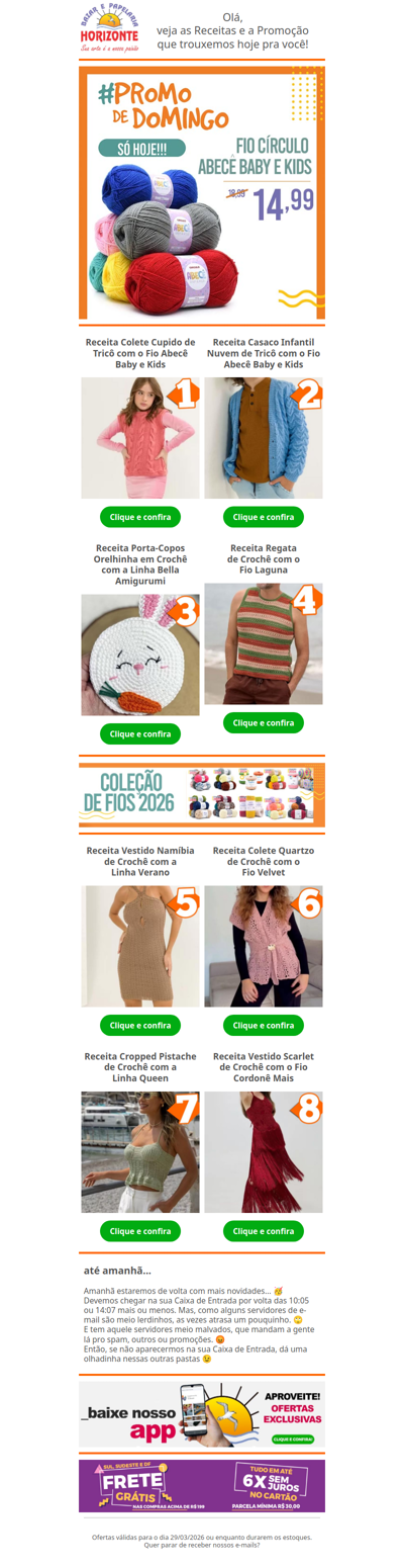 Fio Abecê Baby e Kids na #PromodeDomingo e + 8 Lindas Receitas de Crochê e Tricô pra você. Vem já aproveitar! 🧡😄