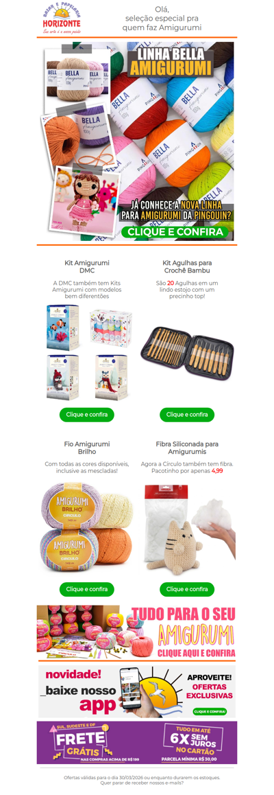 Linhas para Amigurumi, Kits Importados, Agulhas de Crochê e muito mais para seus Amigurumis. Vem ver!🧡