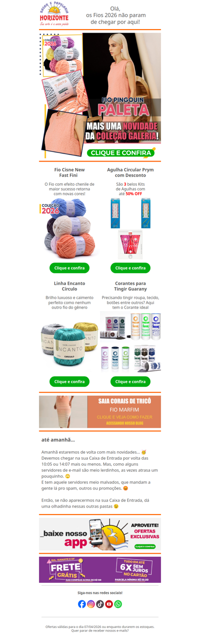 Novo Fio da Pingouin, Fio Cisne com Novas Cores, Agulha em Promoção e muito mais. Vem ver!😍🧡