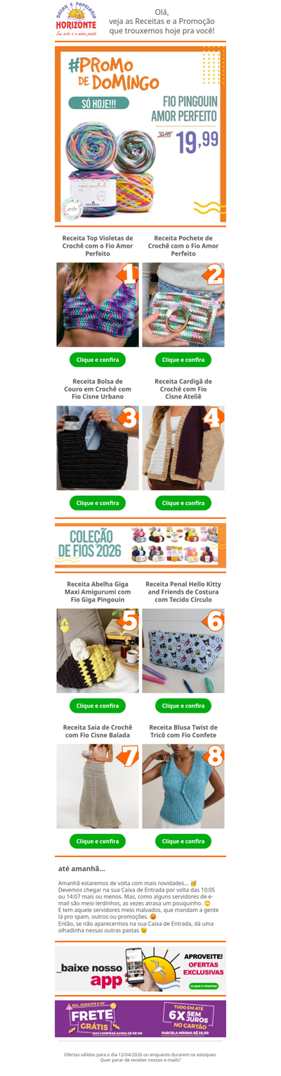 Fio Amor Perfeito Pingouin na #PromodeDomingo e + 8 Lindas Receitas de Crochê e Tricô pra você. Vem já aproveitar! 🧡😄