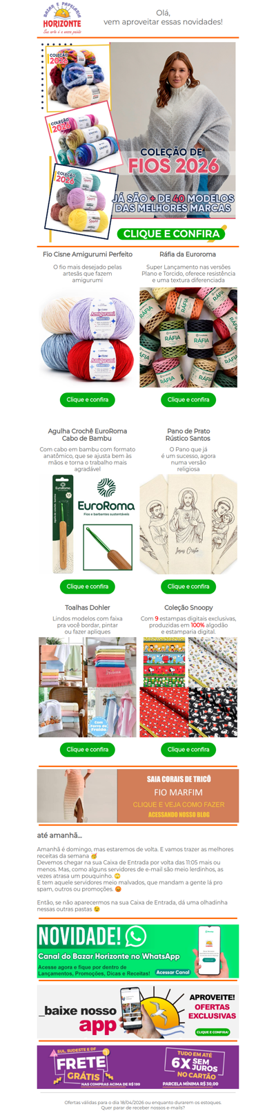 Coleção de Fios 2026 e Ráfia da Euroroma + Lançamento da Cisne, Pano de Prato Rústico Santos e mais. Vem ver!🥰🧡