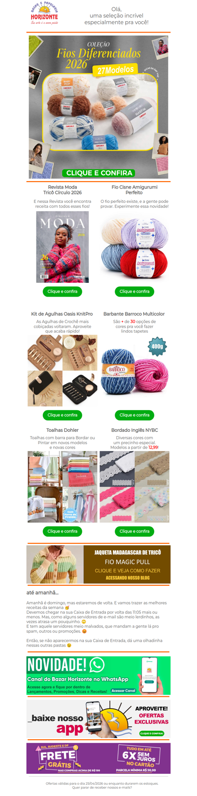 Fios Círculo 2026 + Amigurumi Perfeito, Barroco, Bordado Inglês, Toalhas, Agulhas e mais. Vem ver!🥰🧡