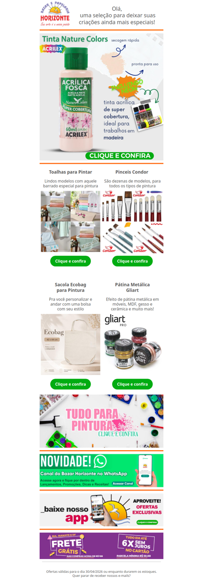 Tudo para Pintar: Tintas Acrilex, Pincéis Condor, Toalhas, Ecobags e muito mais. Vem ver!🧡🎨