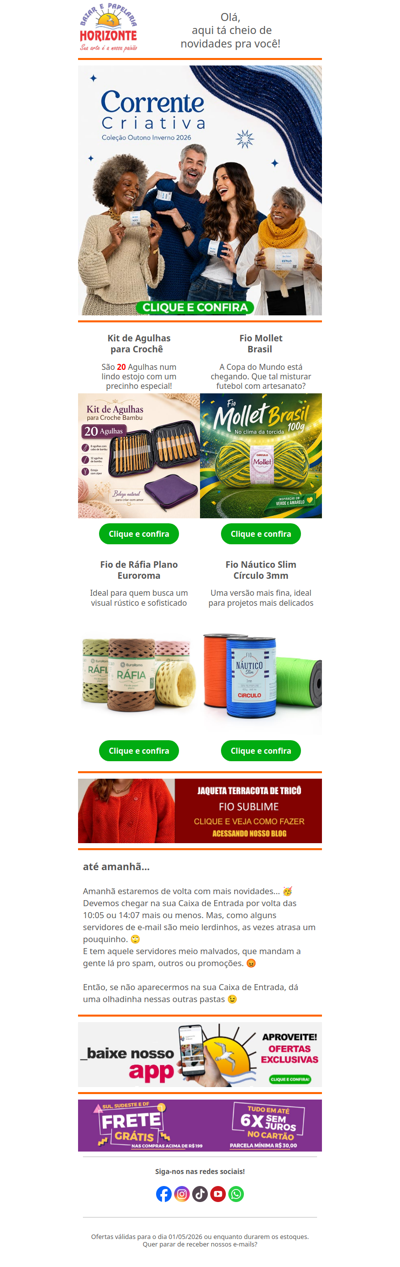 Já conhece os Novos Fios 2026 da Corrente? + Kit de Agulhas, Mollet do Brasil, Fio de Ráfia e muito mais. Vem ver!😍🧡