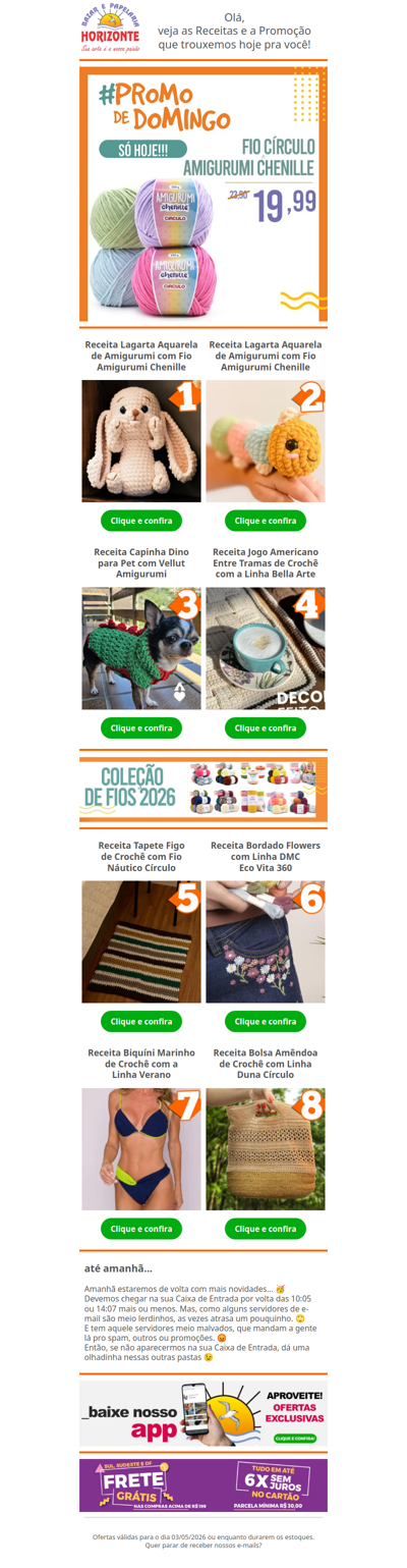 Fio Amigurumi Chenille na #PromodeDomingo e + 8 Lindas Receitas de Crochê e Tricô pra você. Vem já aproveitar! 🧡😄