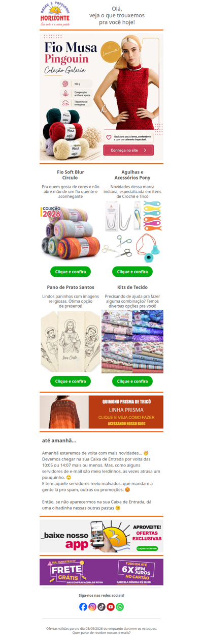 Novo Fio da Pingouin, Fio Círculo com Novas Cores, Agulhas e Acessórios Importados, Tecidos e Panos de Prato. Vem ver!😍