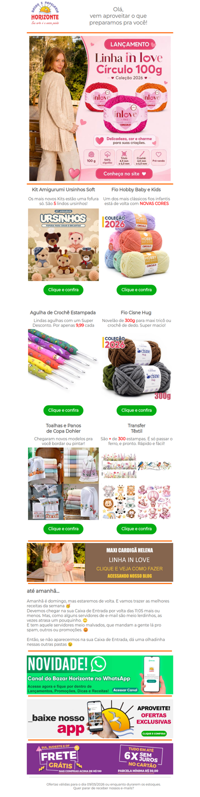 Chegou o Fio In Love da Círculo + Novidades em Lãs, Toalhas, Transfer e Promoção de Agulha. Vem ver!🥰🧡