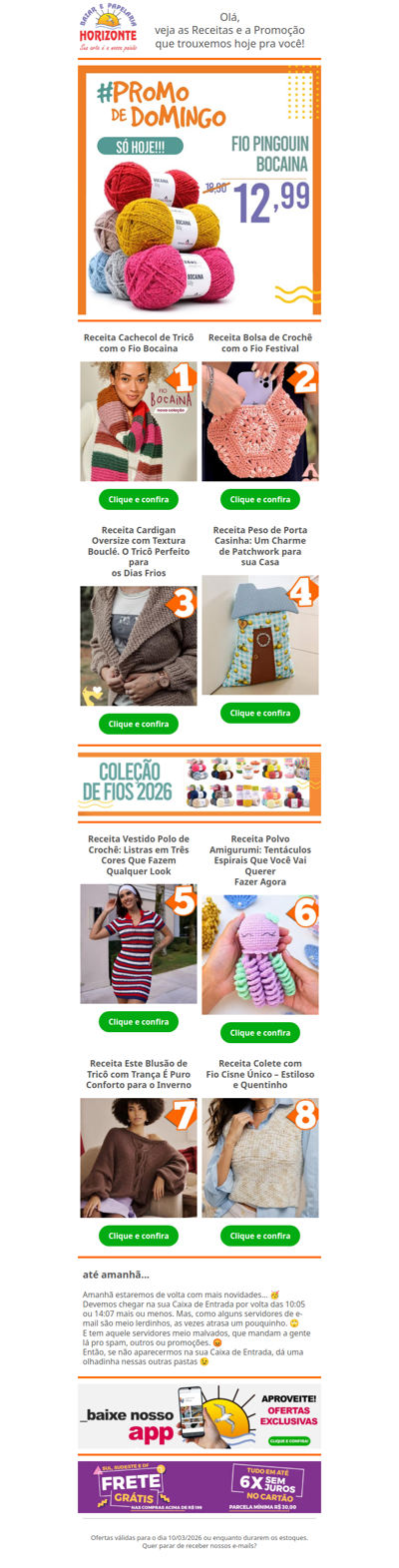 Fio Bocaina na #PromodeDomingo e + 8 Lindas Receitas de Crochê e Tricô pra você. Vem já aproveitar! 🧡😄