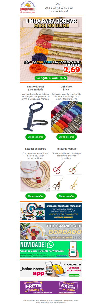 Linha para Bordar, Lupa, Bastidor, Tesouras Importadas e tudo que você precisa para seu Bordado. Vem ver!🧡😍