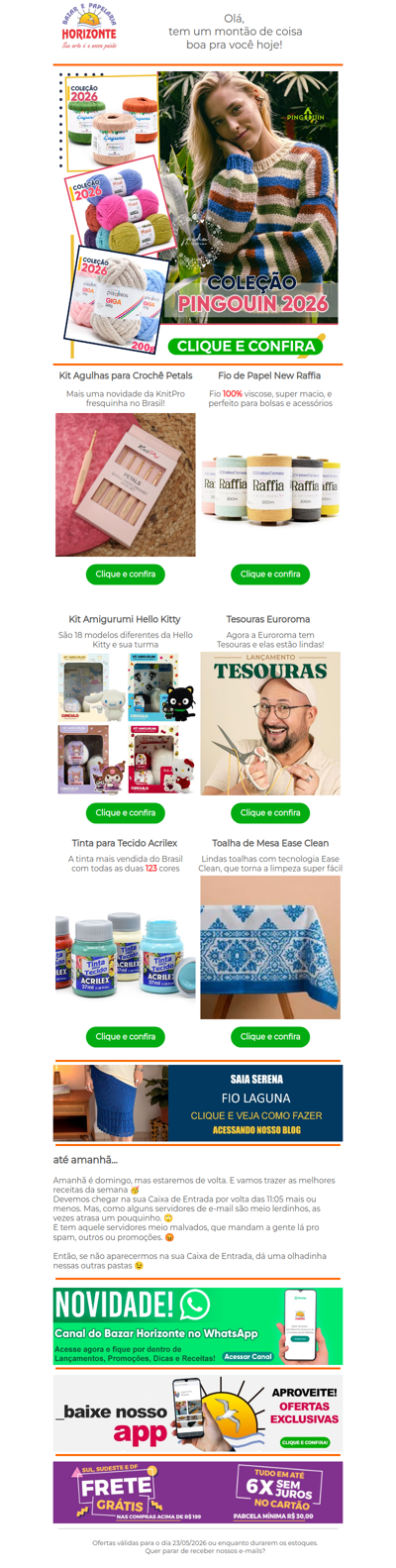 Coleção de Fios Pingouin 2026 + Agulhas, Amigurumi, Rafia, Tesouras, Tintas e Toalhas. Vem ver!🥰🧡