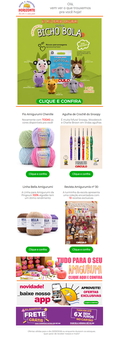 Novos Kits Amigurumi + Agulha do Snoopy, Revista e Linhas para Amigurumi. Vem ver!🧡