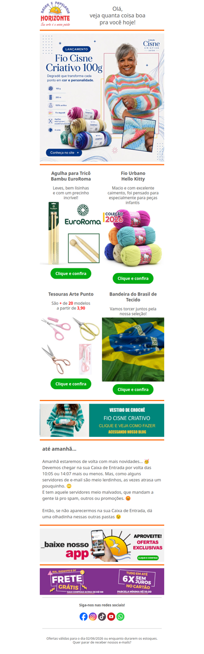 Fio Cisne, Fio da Hello Kitty, Tesouras, Agulhas e Bandeira do Brasil pra você torcer em grande estilo! Vem ver😍