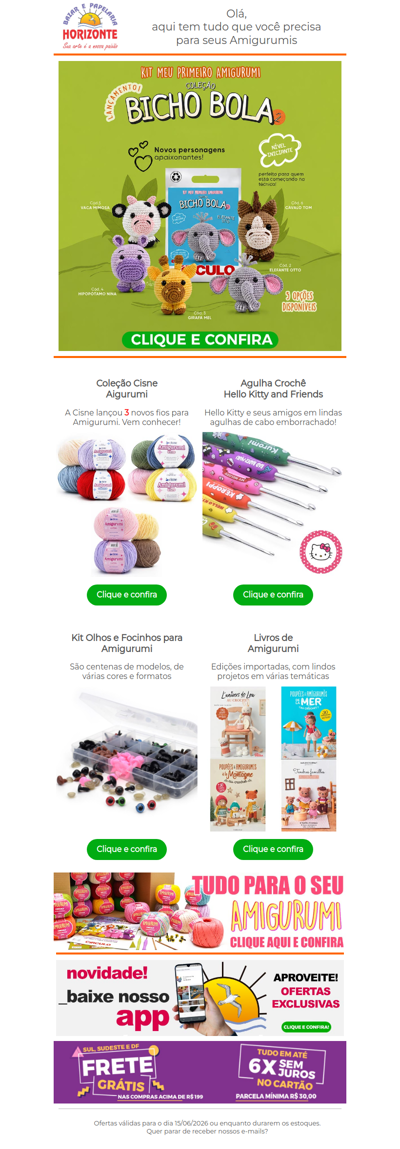 Novos Kits Amigurumi + Fios da Cisne, Agulha Hello Kitty e Livros de Amigurumi. Vem ver!🧡