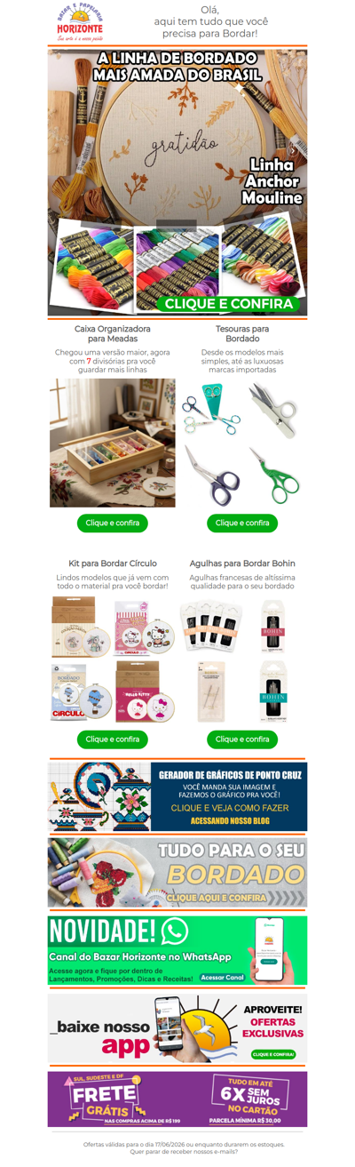 Linha Anchor, Caixa para Meadas, Tesouras, Agulhas Importadas e muito mais para seu Bordado. Vem ver!🥰