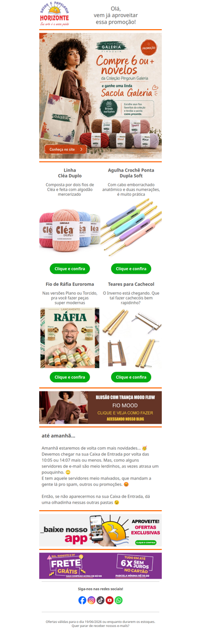 Promoção de Fios Pingouin + Linha Cléa Duplo, Fios de Ráfia, Agulhas e Teares. Bora aproveitar!😍