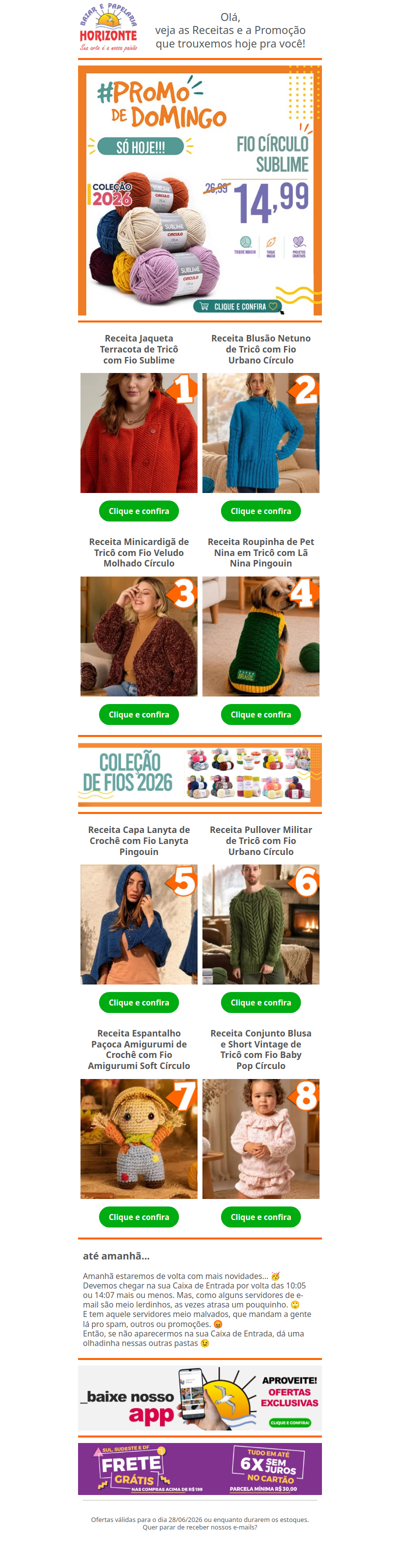 Fio Sublime Círculo na #PromodeDomingo e + 8 Lindas Receitas de Crochê e Tricô pra você. Vem já aproveitar! 🧡😄