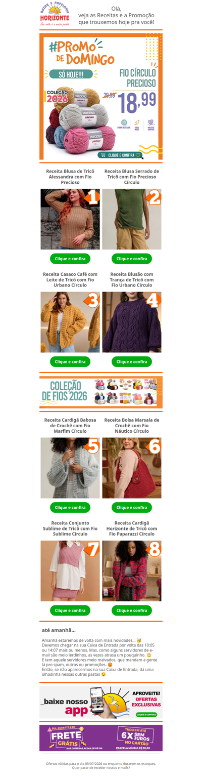 Fio Precioso Círculo na #PromodeDomingo e + 8 Lindas Receitas de Crochê e Tricô pra você. Vem já aproveitar! 🧡😄