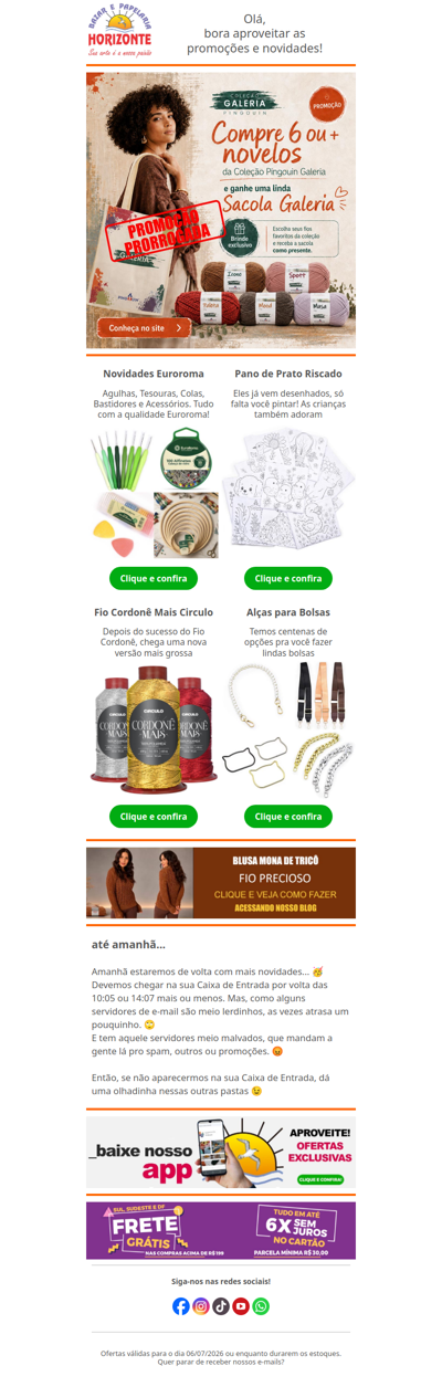 Promoção de Fios Pingouin PRORROGADA + Novidades Euroroma, Fio Cordonê Mais, Alças para Bolsas e muito mais. Vem ver!🧡