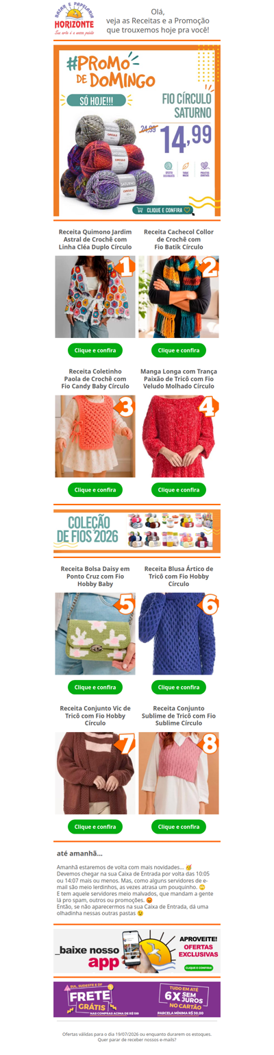 Fio Saturno na #PromodeDomingo e + 8 Lindas Receitas de Crochê e Tricô pra você. Vem já aproveitar! 🧡😄