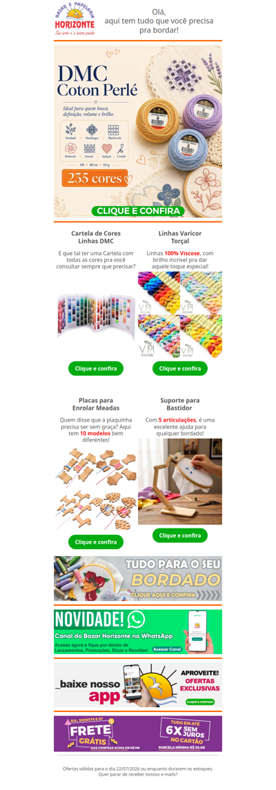 Linhas para Bordar DMC e Varicor, Placas para Meadas, Suporte para Bastidor e muito mais para seu bordado. Vem ver!🧡😍