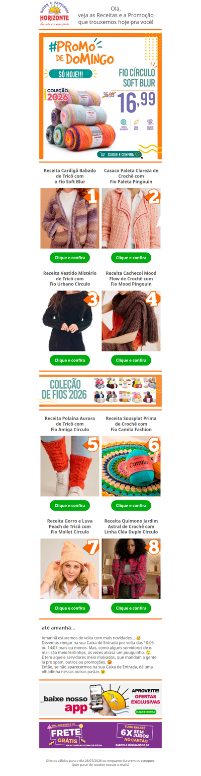 Fio Soft Blur Círculo na #PromodeDomingo e + 8 Lindas Receitas de Crochê e Tricô pra você. Vem já aproveitar! 🧡😄