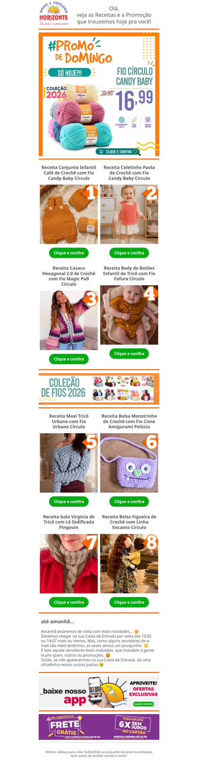 Fio Candy Baby Círculo na #PromodeDomingo e + 8 Lindas Receitas de Crochê e Tricô pra você. Vem já aproveitar! 🧡😍