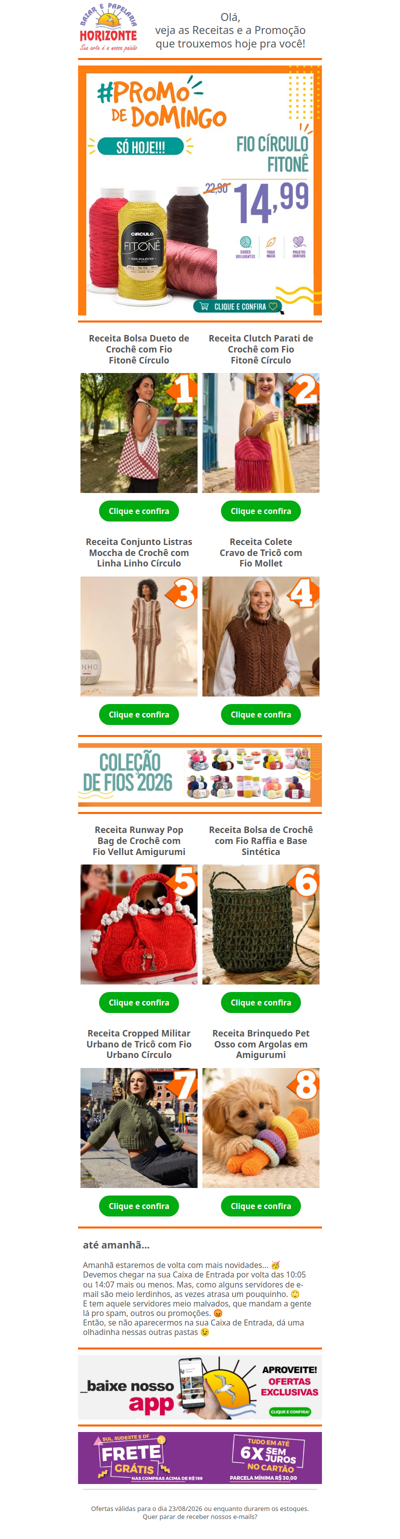 Fio Fitonê Círculo na #PromodeDomingo e + 8 Lindas Receitas de Crochê e Tricô pra você. Vem já aproveitar! 🧡😍