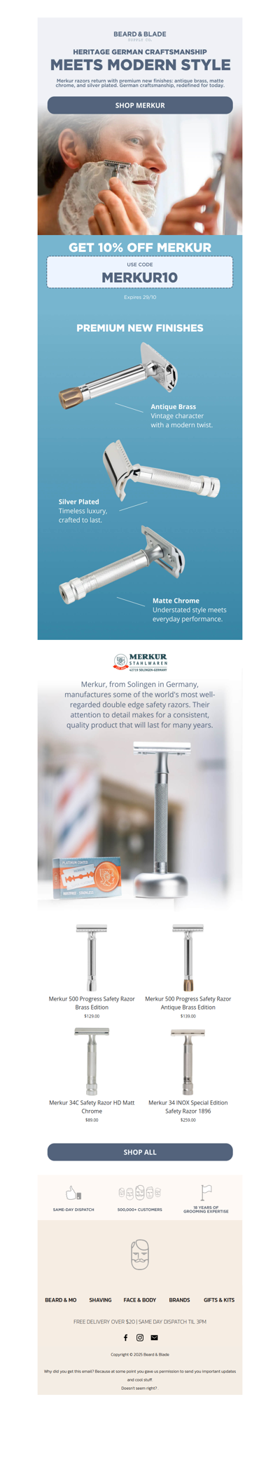 Merkur’s back in brass & matte