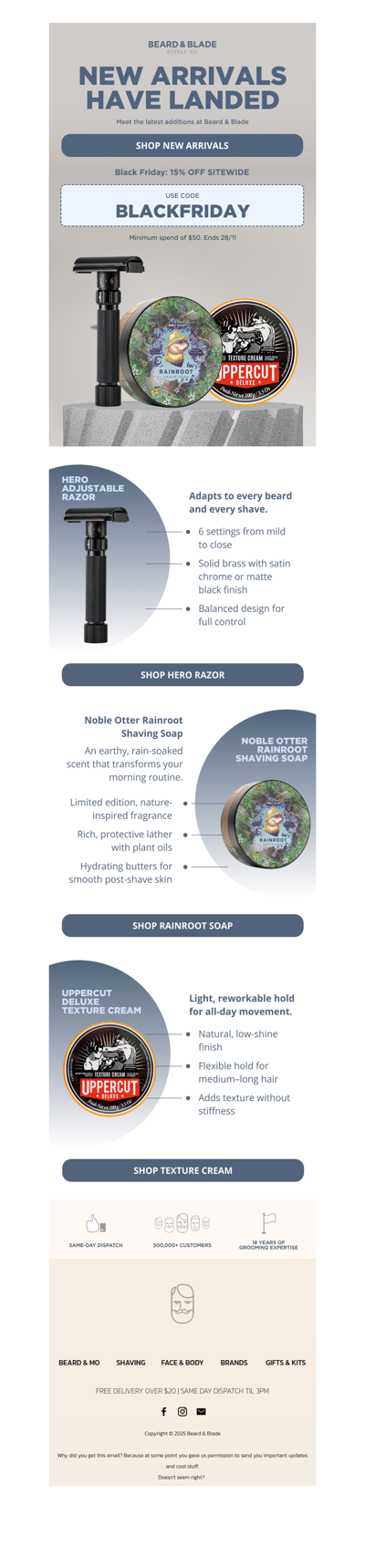 Fresh arrivals at Beard & Blade