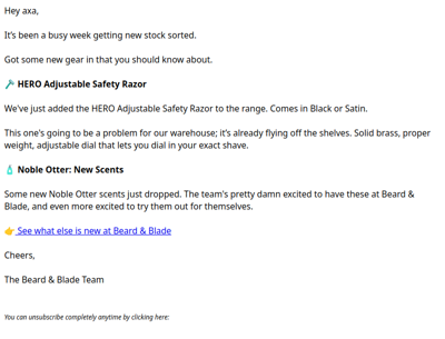 What’s new at Beard & Blade?